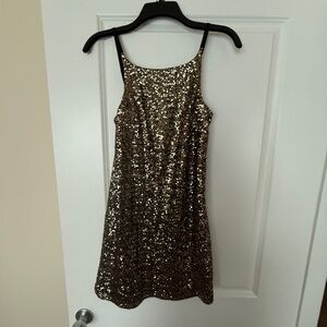 New Year’s Eve dress black and gold sparkle mini